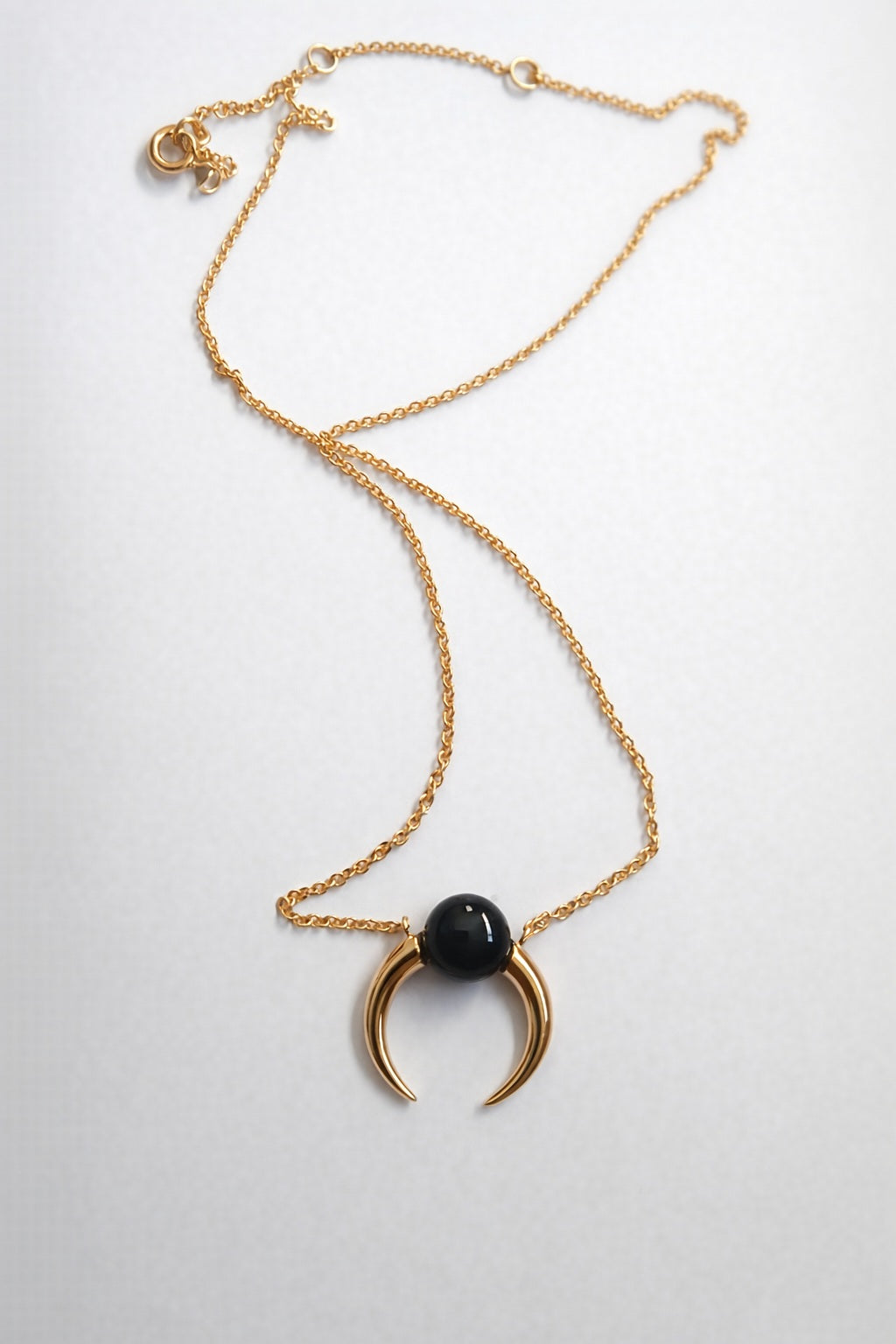 Crescent Echo Necklace — A Moonlit Whisper in Stone