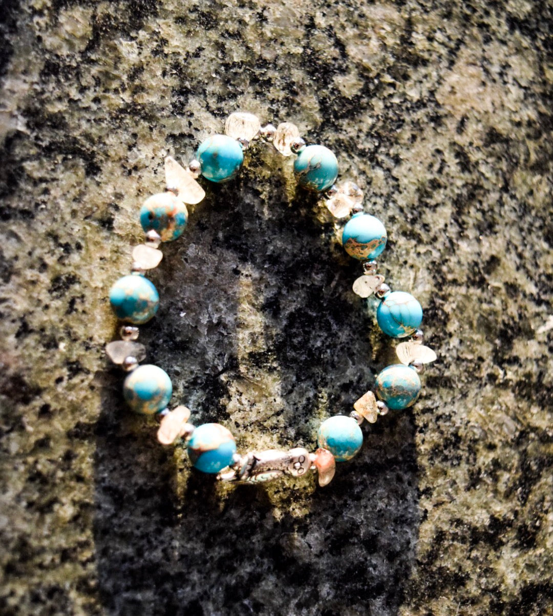 Modern Reign’s Turquoise and Rutilated beaded bracelet