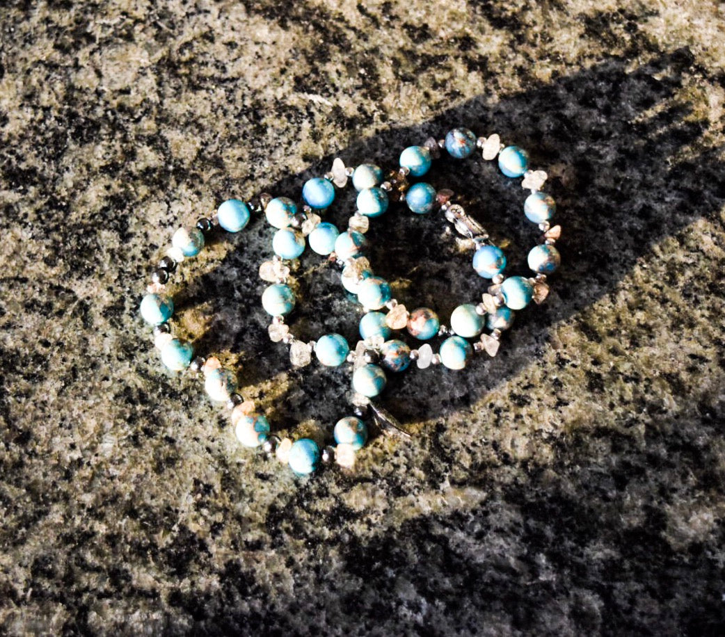 Modern Reign’s Turquoise and Rutilated beaded bracelet