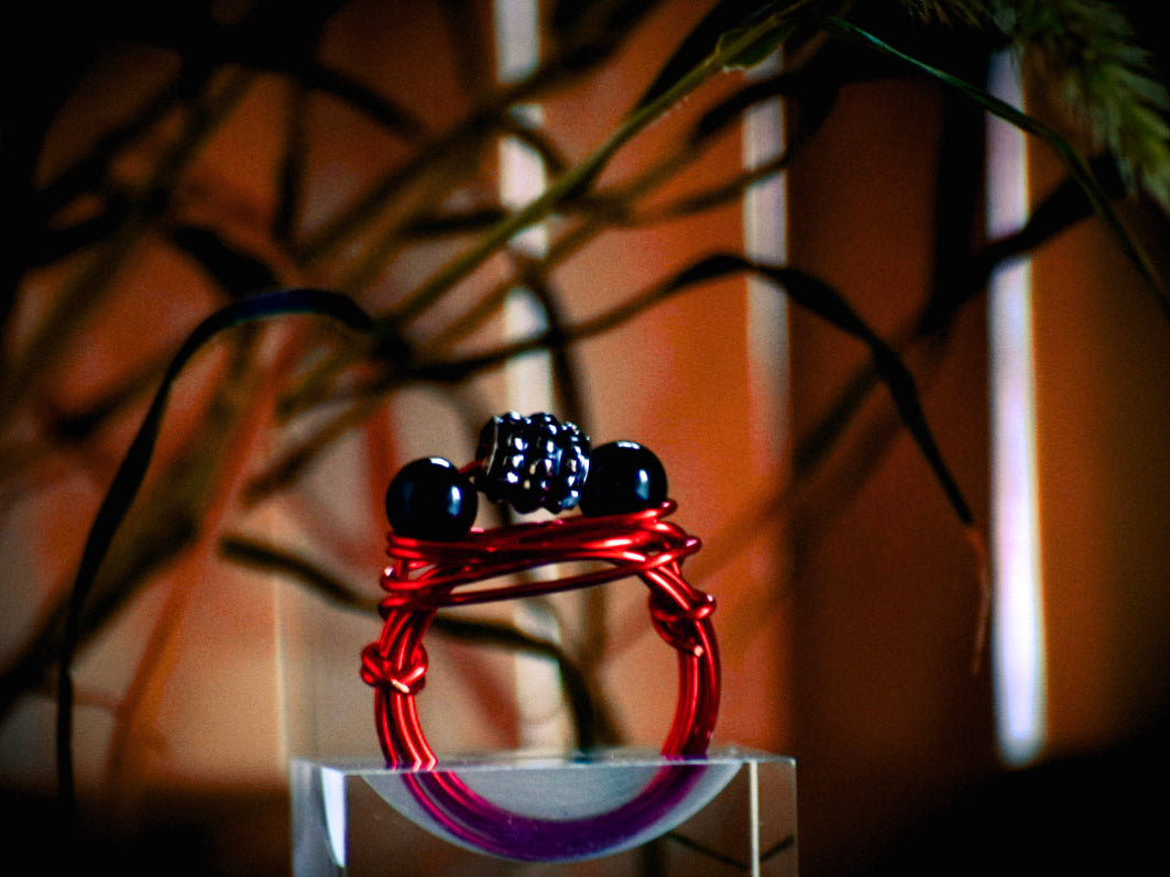 Red and Black Wired Ring