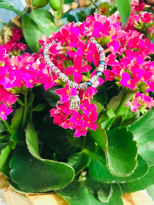 Multi-color beaded Buddha Charm Bracelet