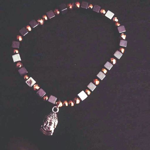 Silver hematite beaded bracelet