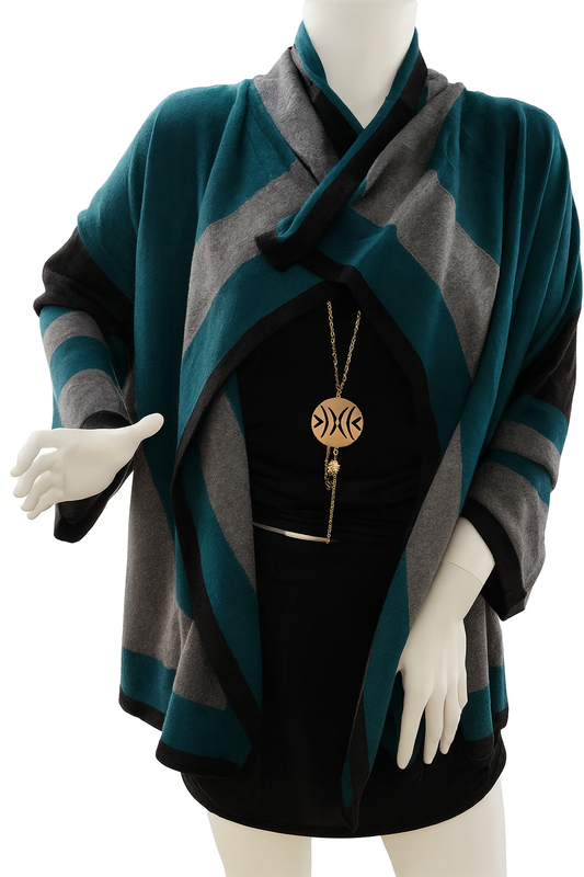 Teal & Gray Harmony Shawl