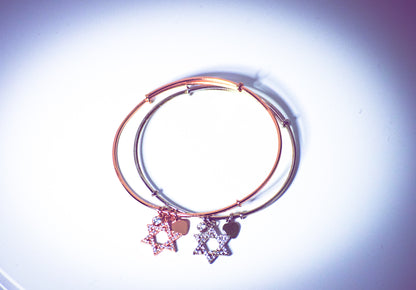 Adjustable Star Of David Crystal Pendant Bracelet