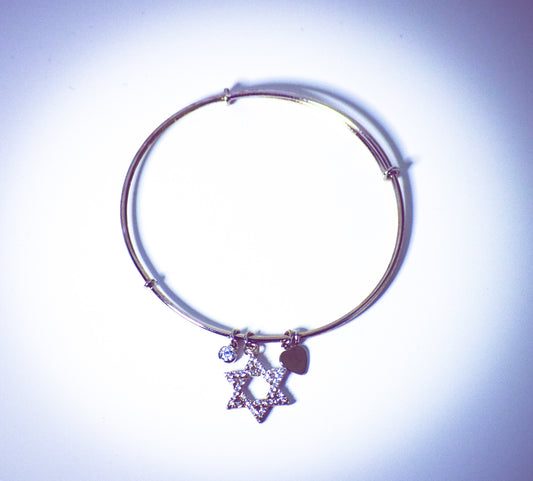 Adjustable Star Of David Crystal Pendant Bracelet