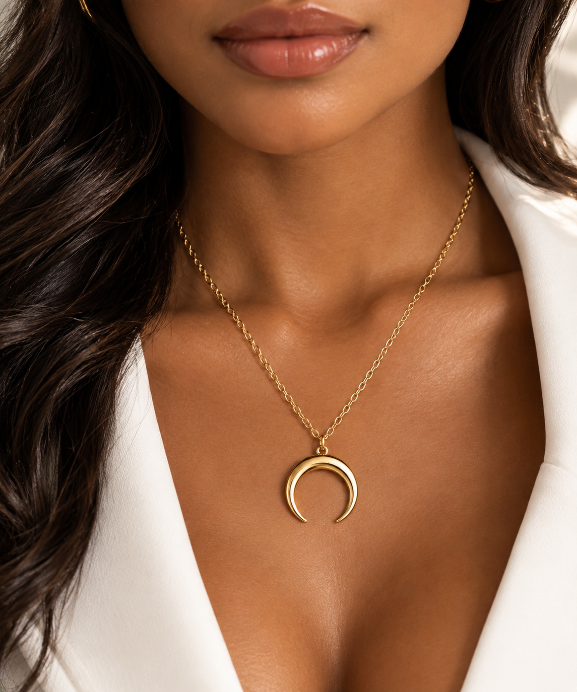 Modern Reign Crescent Necklace