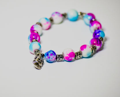 Pretty In Pink beaded charm bracelet