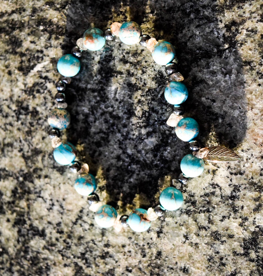 Modern Reign’s Turquoise and Rutilated beaded bracelet