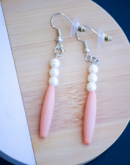 Peach Pearl Teardrop Earrings
