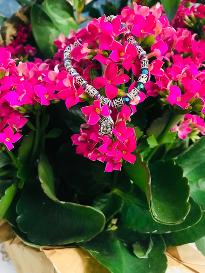 Multi-color beaded Buddha Charm Bracelet