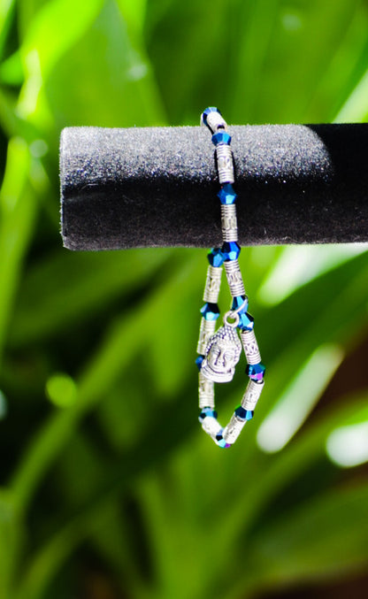 Multi-color beaded Buddha Charm Bracelet